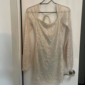 Never-worn Lucy in the Sky champaign sequin dress